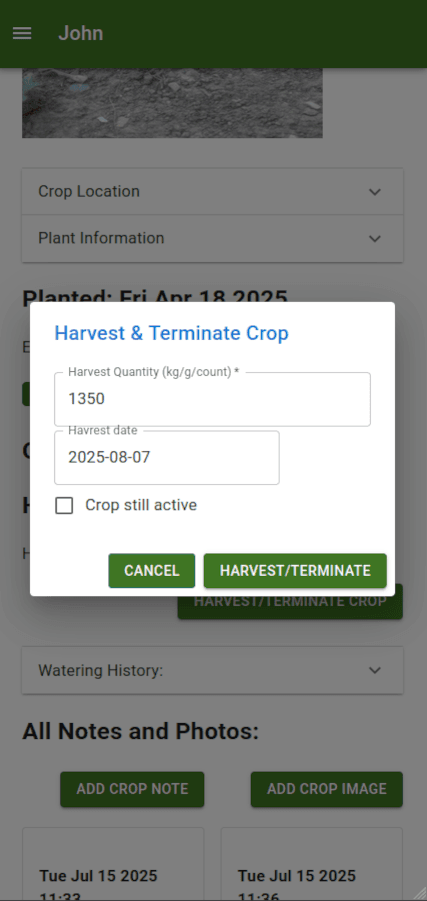 notes describing plant growth